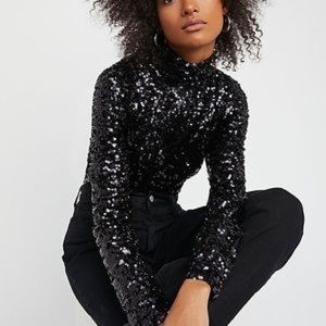 Free People Sequined Turtleneck